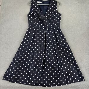 Kasper Polka Dot Rockabilly Dress Sz 10 Pin Up 50s Retro Nautical Flare Satin